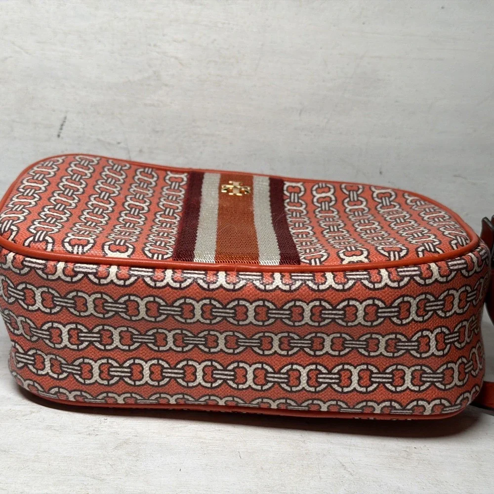 Tory Burch Gemini Link in Canyon Orange Crossbody Bag EUC